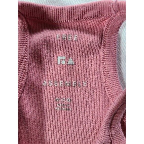 Free Assembly Pink Ribbed Tank Top Medium 7/8 Racerback Lettuce Hem - Picture 3 of 5